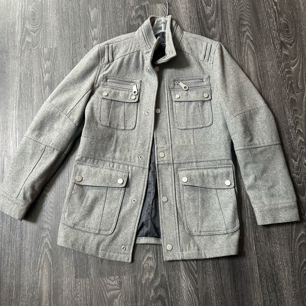 Men’s INC size small gray wool and polyester jacket